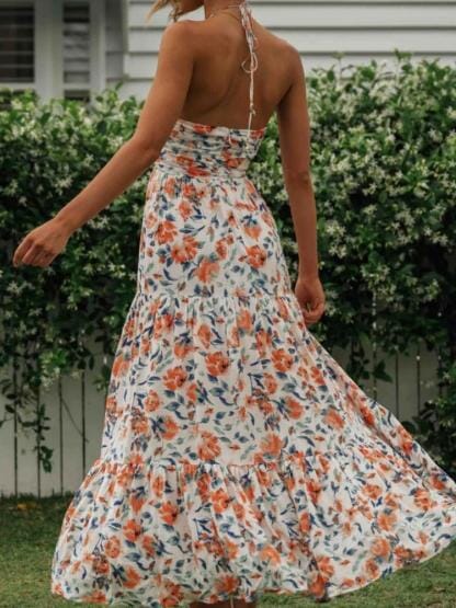 Louise -Floral Halter Maxi Summer Dress
