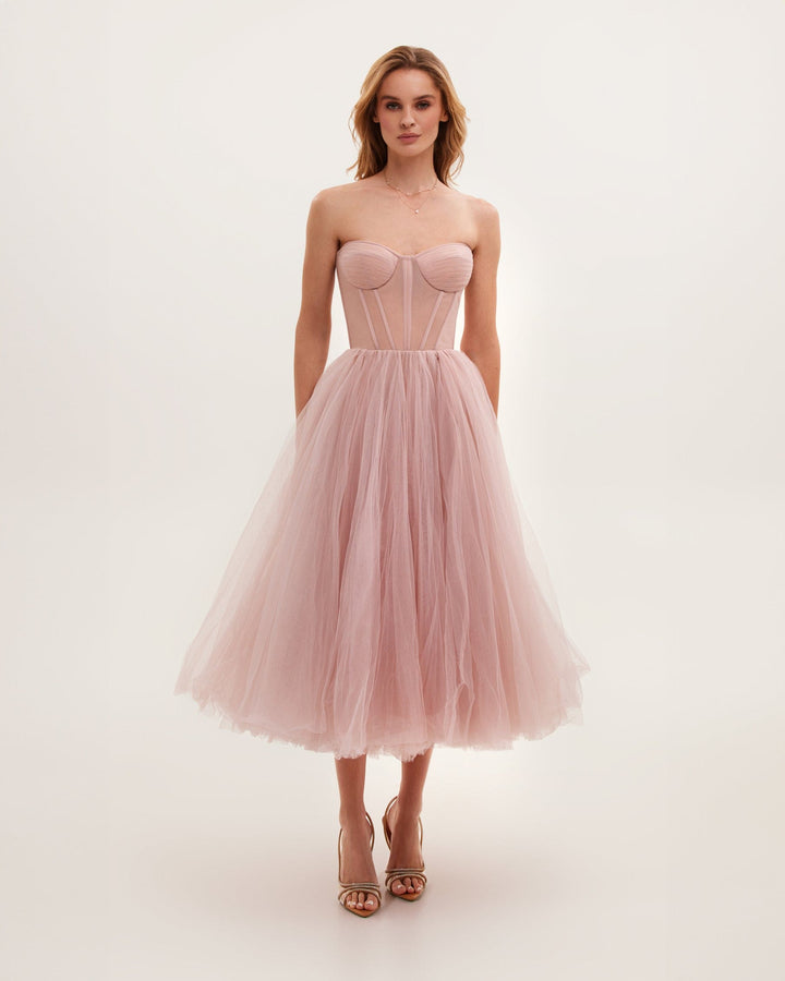 ADDISON|TULLE MIDI DRESS