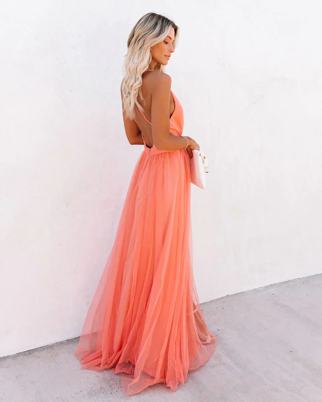 Esther | Women’s Plunging Neckline Tulle Dress