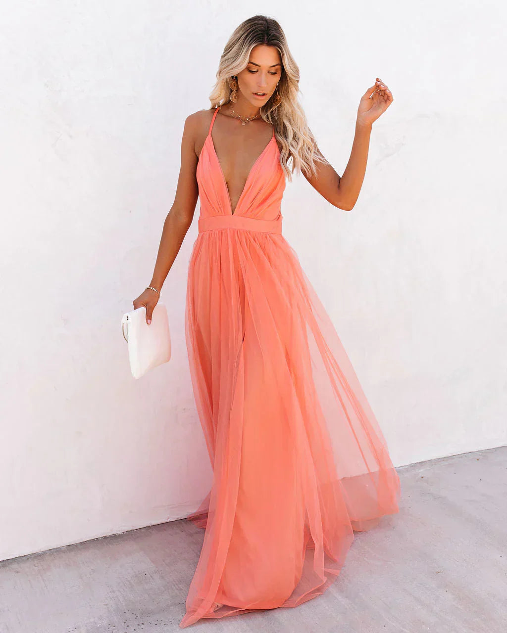 Esther | Women’s Plunging Neckline Tulle Dress