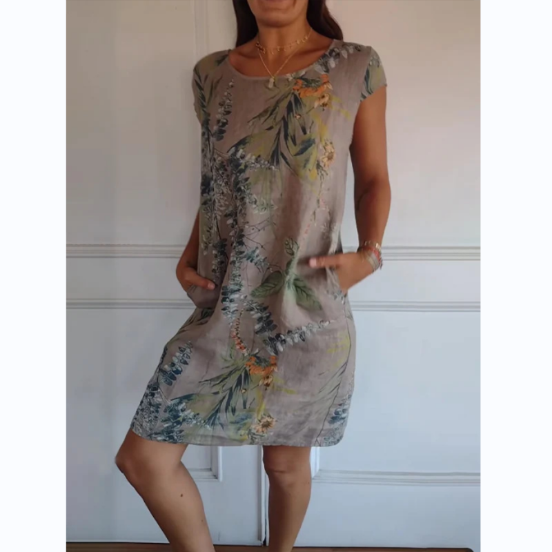 SERA™-Round Neck Botanical Dress
