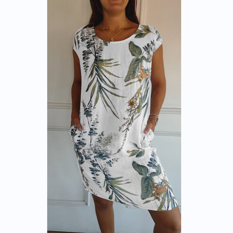 SERA™-Round Neck Botanical Dress