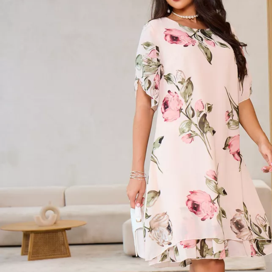 Selena | Floral Chiffon Layered Dress