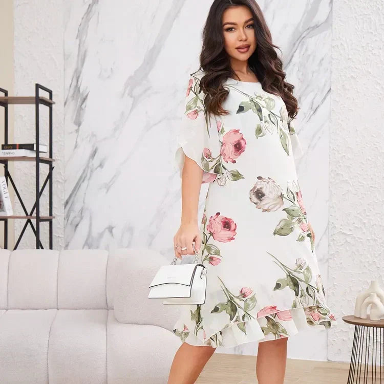 Selena | Floral Chiffon Layered Dress